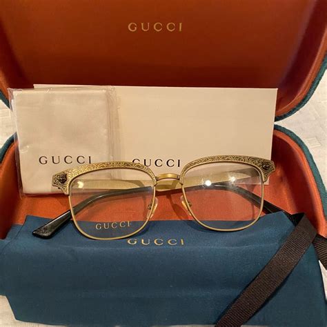 gold gucci prescription glasses|Gucci gold frame glasses men's.